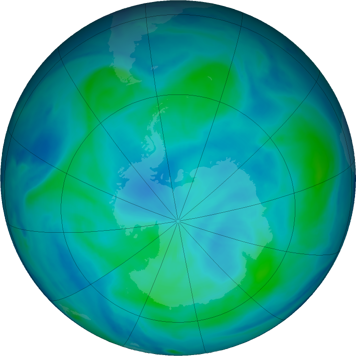 Antarctic ozone map for 24 February 2023